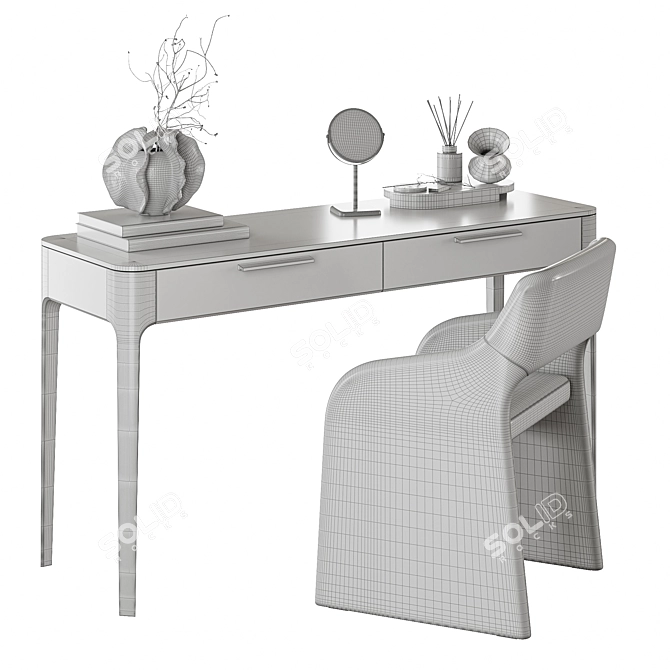 Modern Ellipse Dressing Table Set 3D model image 3