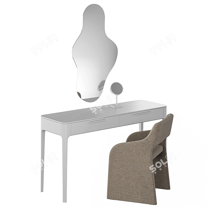 Modern Ellipse Dressing Table Set 3D model image 4