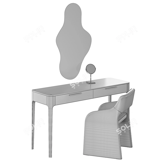 Modern Ellipse Dressing Table Set 3D model image 7