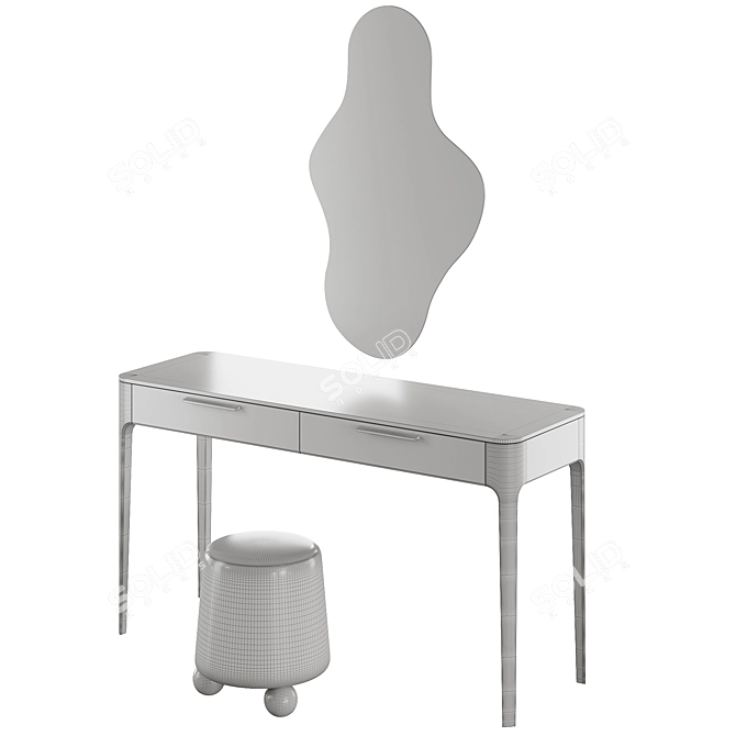 Modern Ellipse Dressing Table Set 3D model image 10