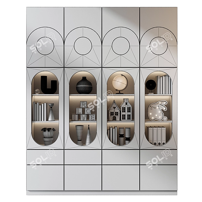 Modern Bookshelf Composition GHS-2562 3D model image 3