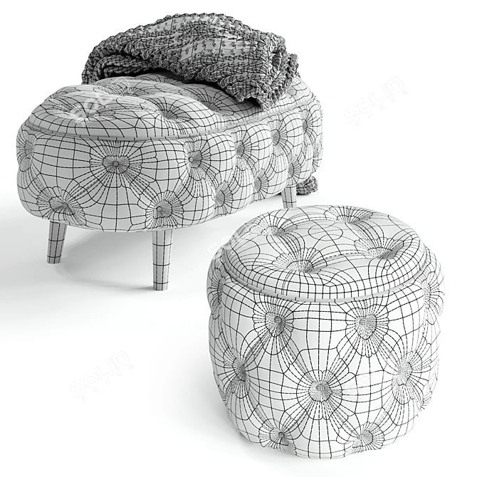 Luxury Ottoman Footstool JEAN 3D model image 5