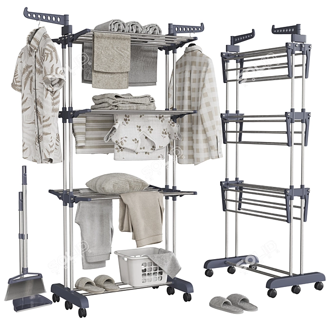  Maximized Clothes Drying Rack Stand 3D model image 2