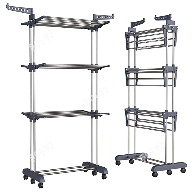  Maximized Clothes Drying Rack Stand 3D model image 3