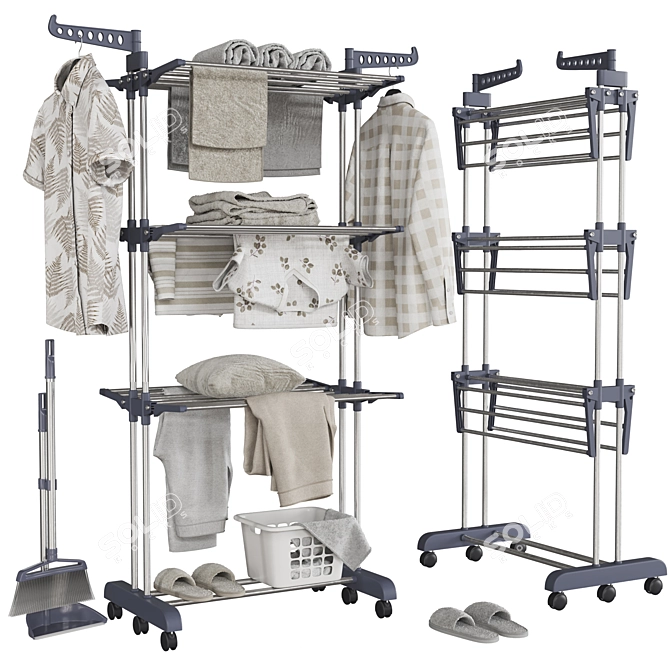  Maximized Clothes Drying Rack Stand 3D model image 10