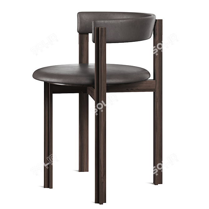 Scandinavian Oak Dining Chair 3D model image 2