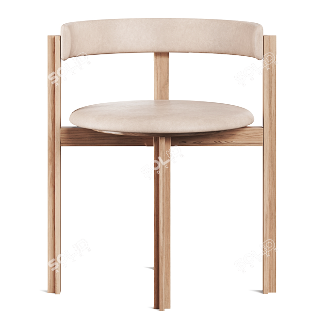 Scandinavian Oak Dining Chair 3D model image 4