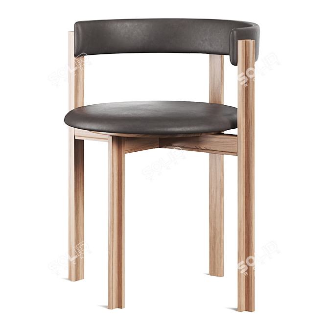 Scandinavian Oak Dining Chair 3D model image 5