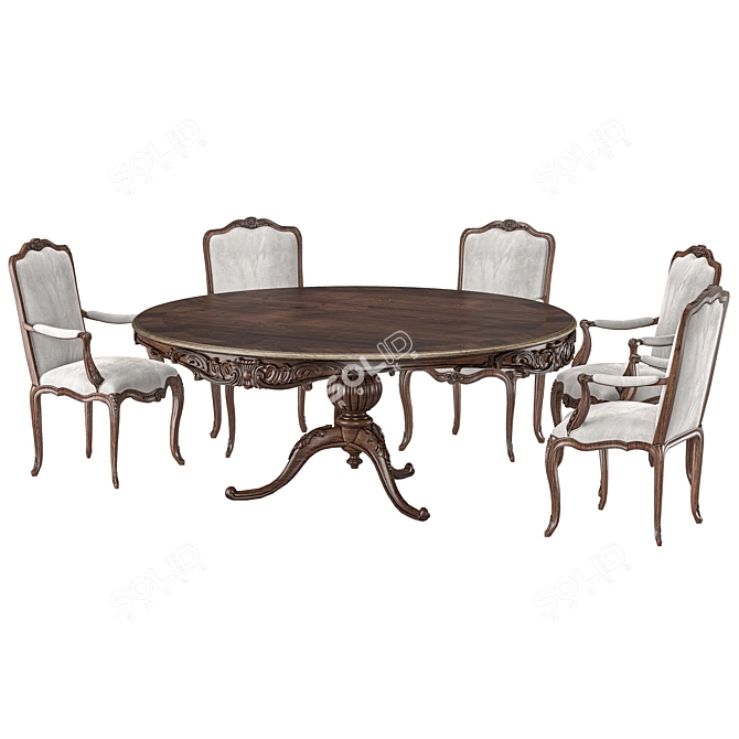 Luxury Round Table Chair Set 3D model image 5