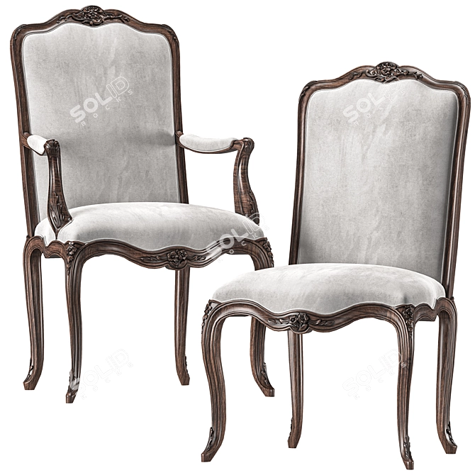 Elegant Louis Chair Art 245 3D model image 1