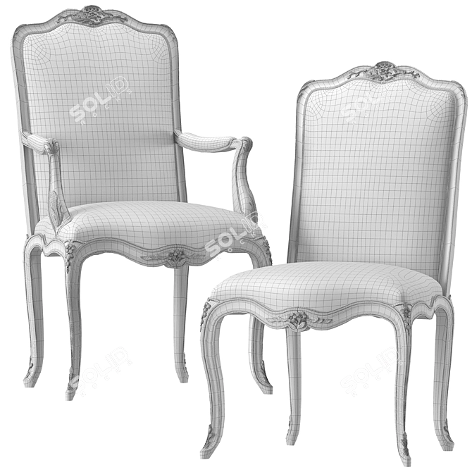 Elegant Louis Chair Art 245 3D model image 4