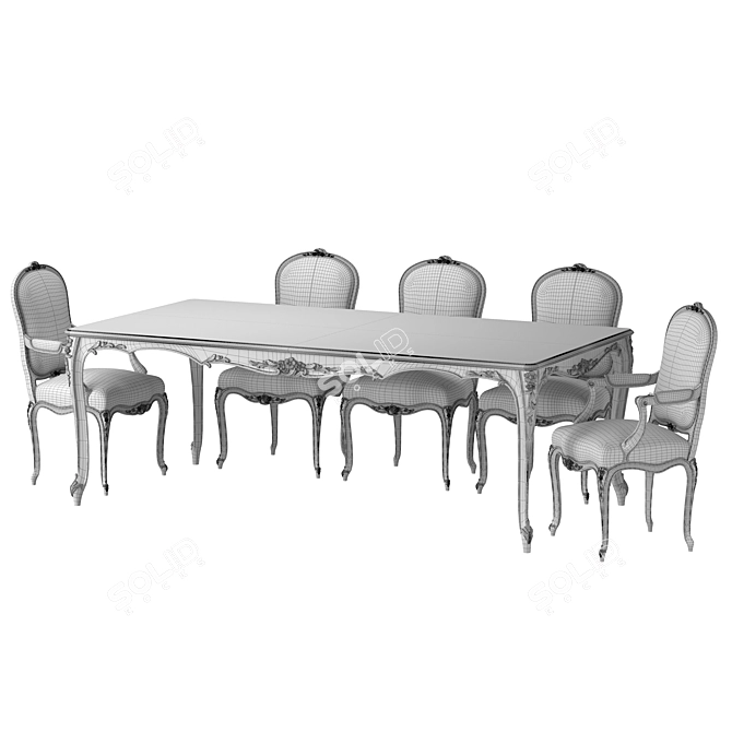 Artful Table and Chair Set 3D model image 5