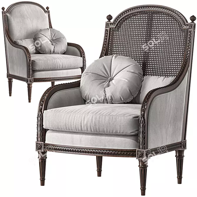 Antique French Louis XVI Armchairs 3D model image 1