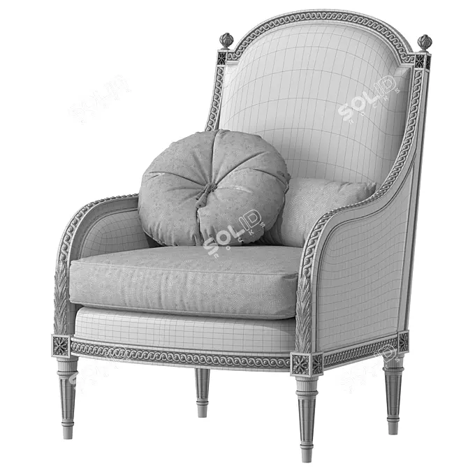 Antique French Louis XVI Armchairs 3D model image 4