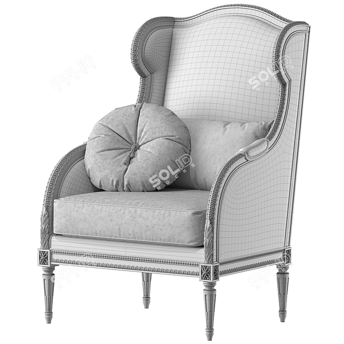 French Louis XVI Bergere Chair 3D model image 2