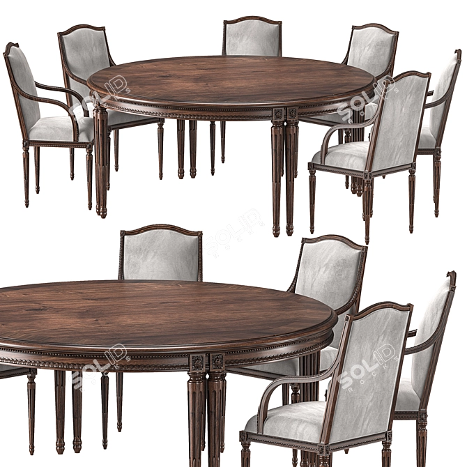 Elegant Round Table Set Art 3D model image 1