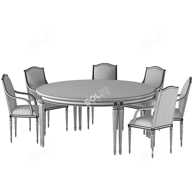 Elegant Round Table Set Art 3D model image 4