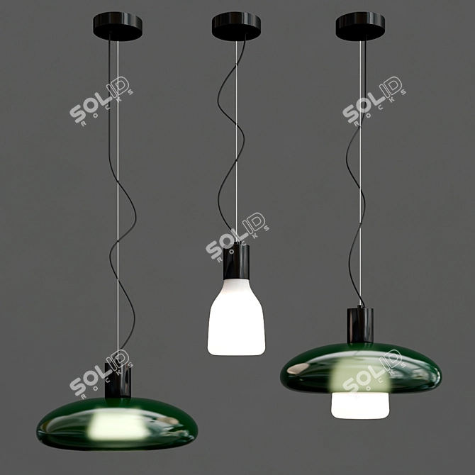 Elegant Acquerelli Glass Suspension Lamp 3D model image 5