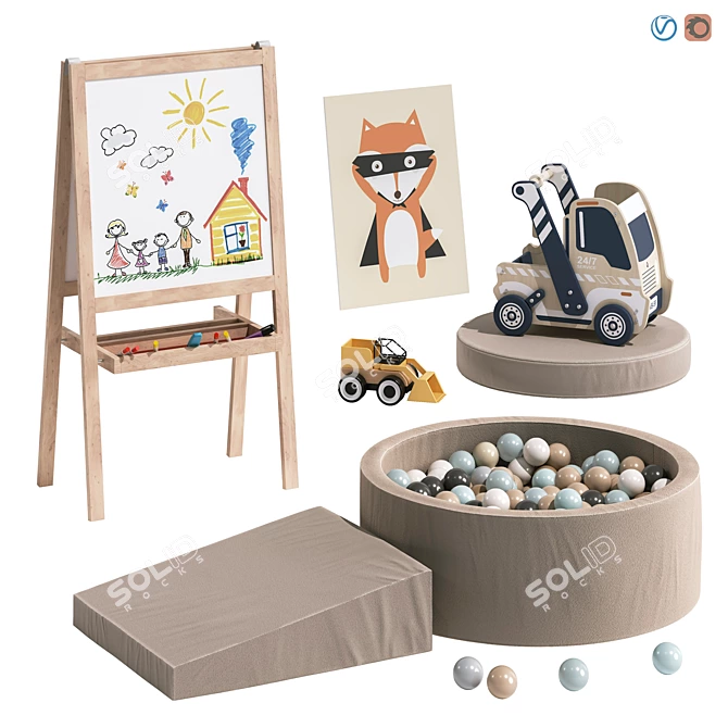 Kids Room Toy Decor Set 3D model image 1