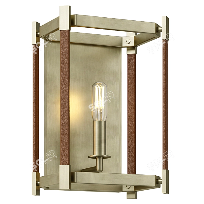 Leather Accent Steel Sconce 3D model image 3