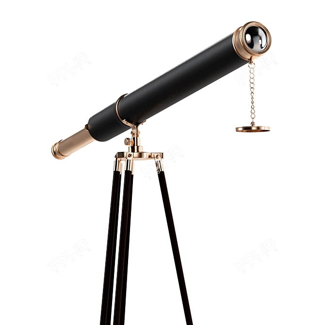 Nautical Antique Brass Telescope 3D model image 2