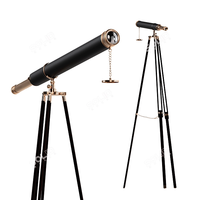 Nautical Antique Brass Telescope 3D model image 3