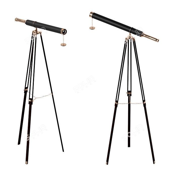 Nautical Antique Brass Telescope 3D model image 5