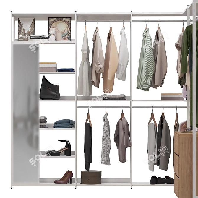 Corner Clothes Rack for Store 3D model image 2