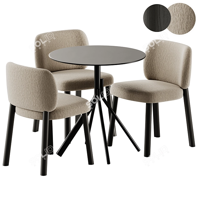 Modern Fabric Chair & Steel Table 3D model image 1