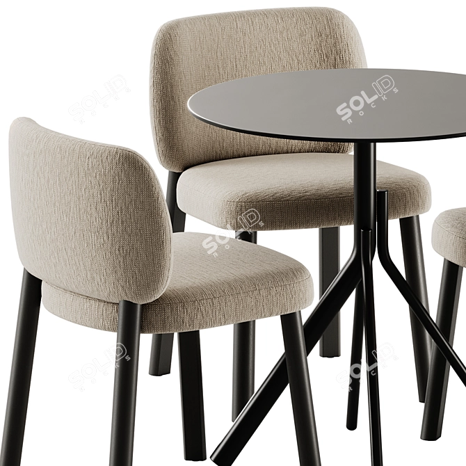 Modern Fabric Chair & Steel Table 3D model image 4