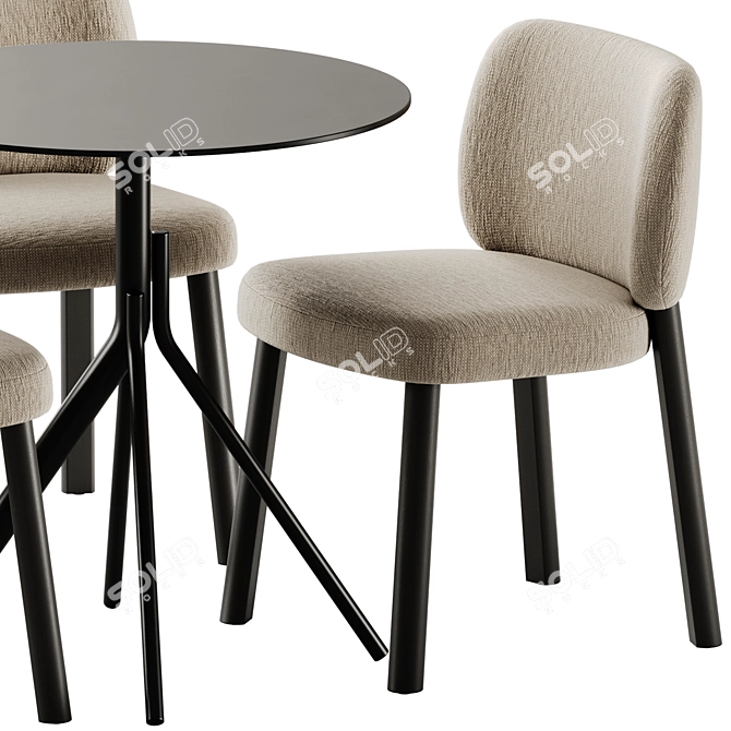Modern Fabric Chair & Steel Table 3D model image 5
