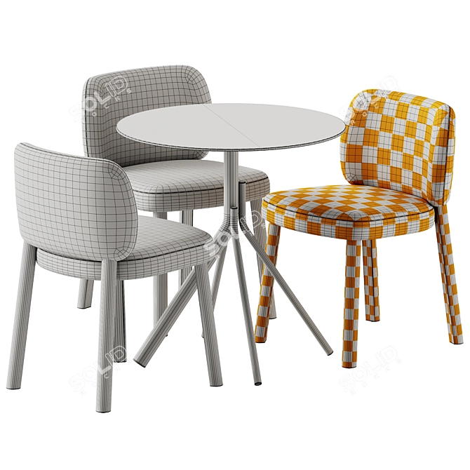 Modern Fabric Chair & Steel Table 3D model image 6