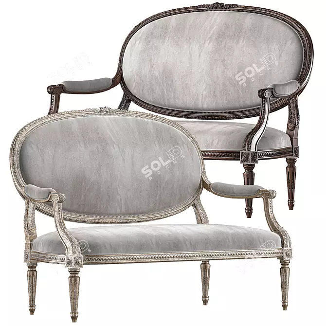 Elegant Louis Armchair Art 5694 3D model image 1