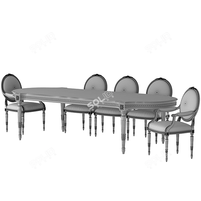 Elegant Louis Table Chair Set 3D model image 5