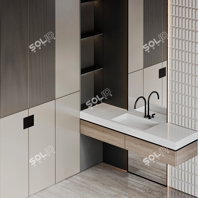  Modern Bathroom Vanity with Cocoon Faucet 3D model image 3