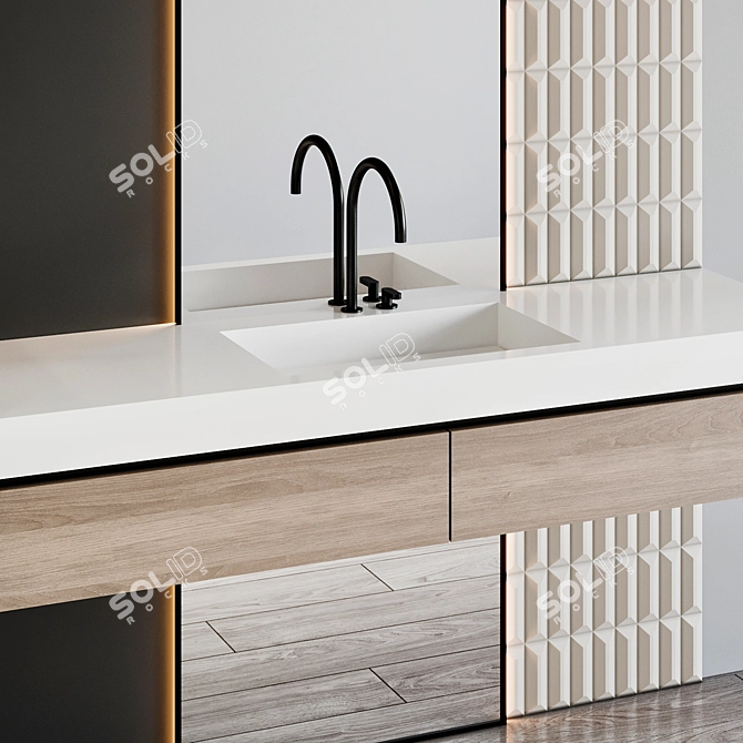  Modern Bathroom Vanity with Cocoon Faucet 3D model image 4