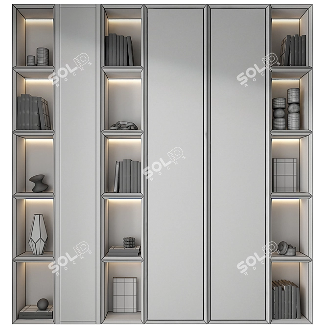 Multi-Format Modern Bookcase 3D Asset 3D model image 5