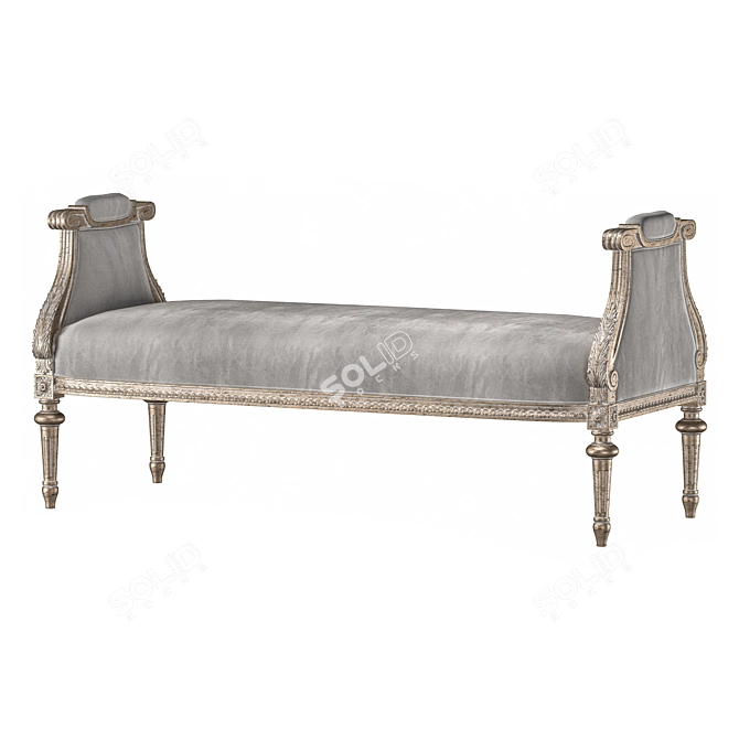 Luxury Chairish Bench and Pouf 3D model image 2