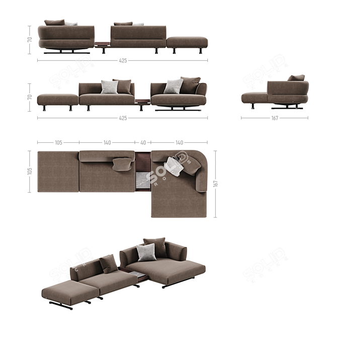 Modern Modular Sofa Series TAKT 3D model image 4