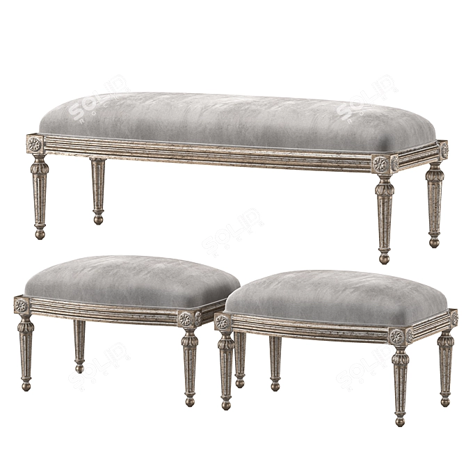 Ebanista Baladin Bench Set 3D model image 1