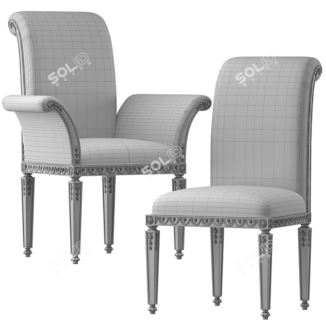 Luxury Italian Art Chair 147 3D model image 4