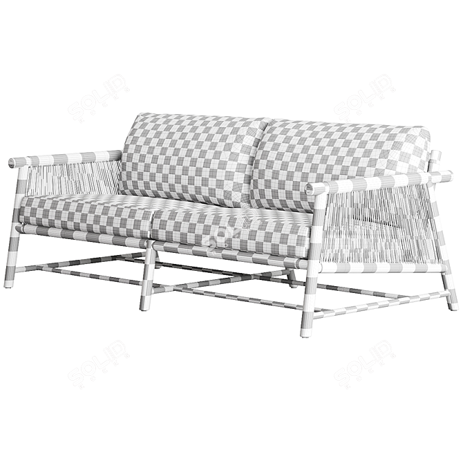 Coastal Teak Outdoor Sofa 3D model image 4