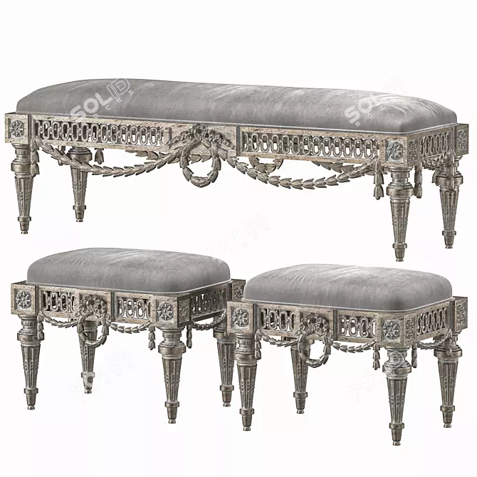 Vintage Roberto Louis Pouf Art 3D model image 1