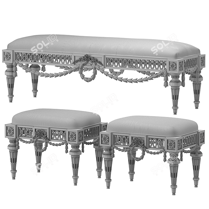 Vintage Roberto Louis Pouf Art 3D model image 4