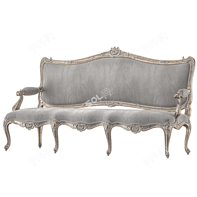 Elegant Rococo Art Sofa 732 3D model image 2