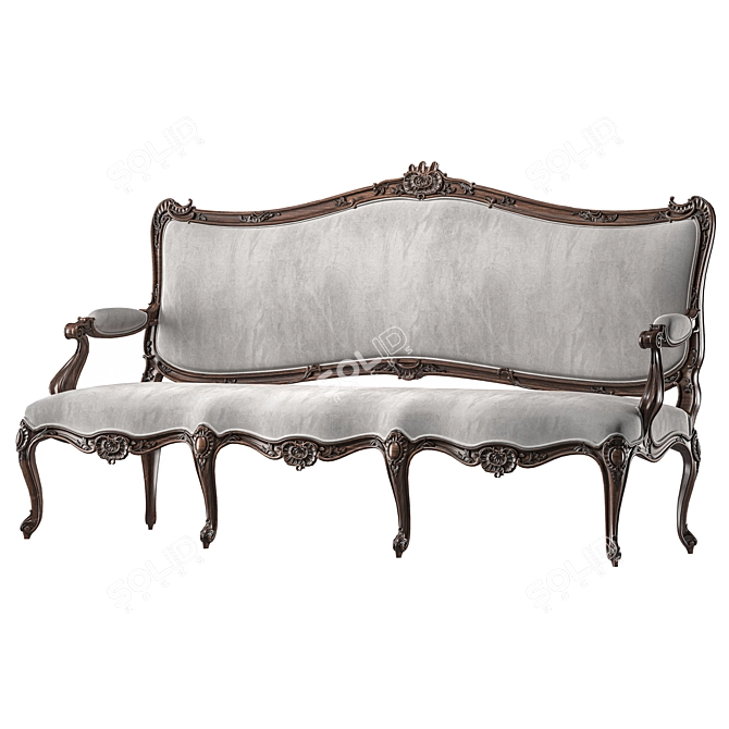 Elegant Rococo Art Sofa 732 3D model image 3