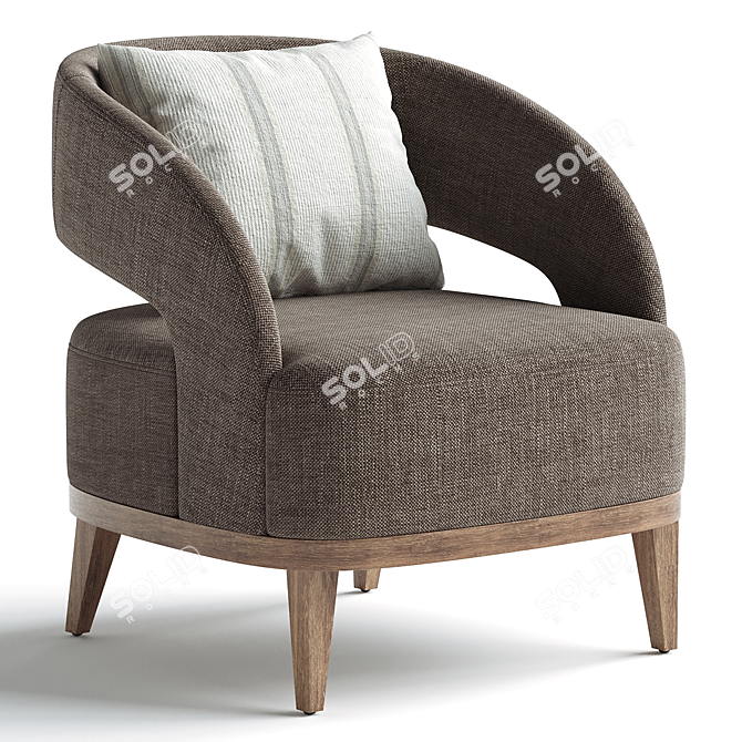 Elegant Bolero Upholstered Chair, 3D Model 3D model image 3