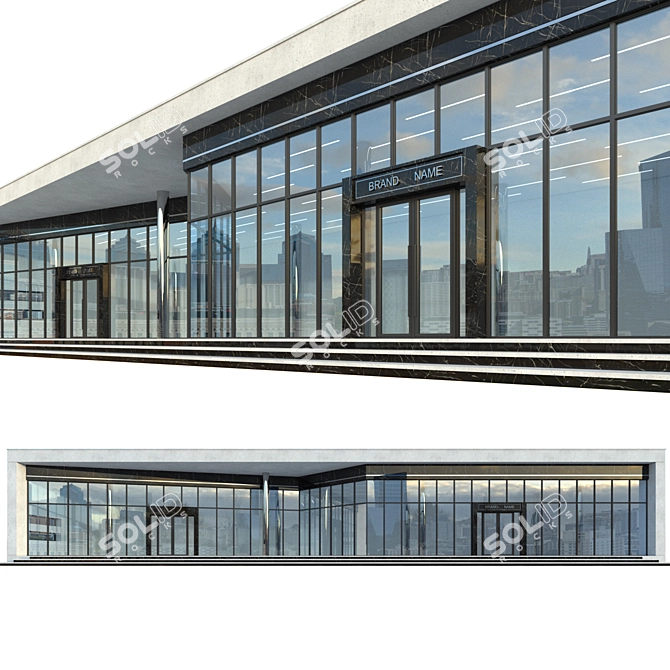 Highly Detailed Modern Commercial Building 3D model image 2