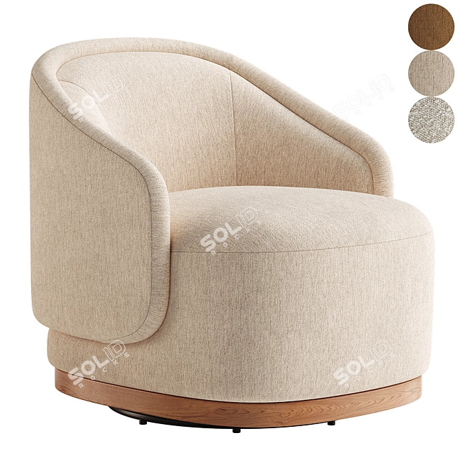 Luxurious Swivel Barrel Chair, Modern 3D model image 1