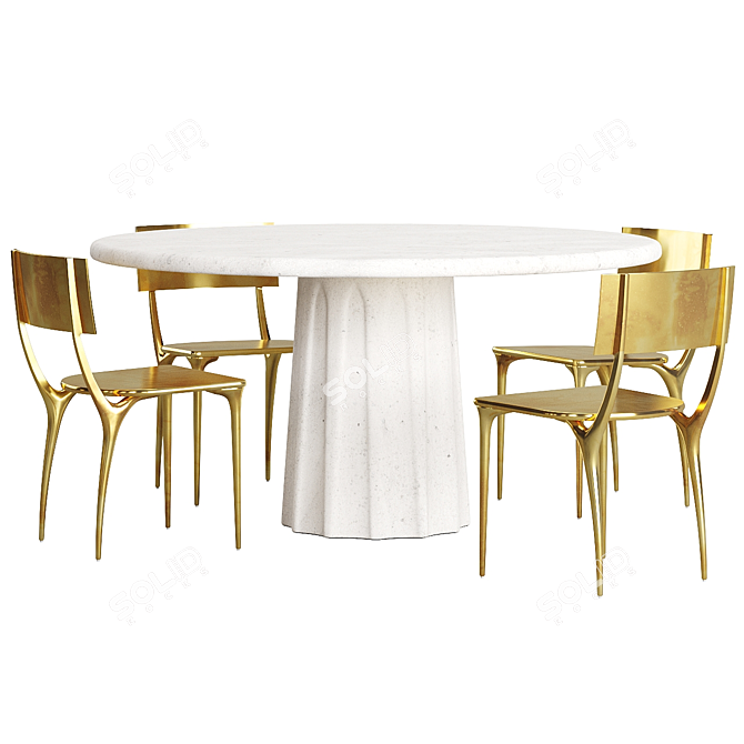 Sculptural Outdoor Dining Set 3D model image 1